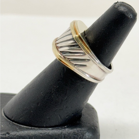 David Yurman Cigar Band Cable Ring .925/14K - Picture 5 of 11